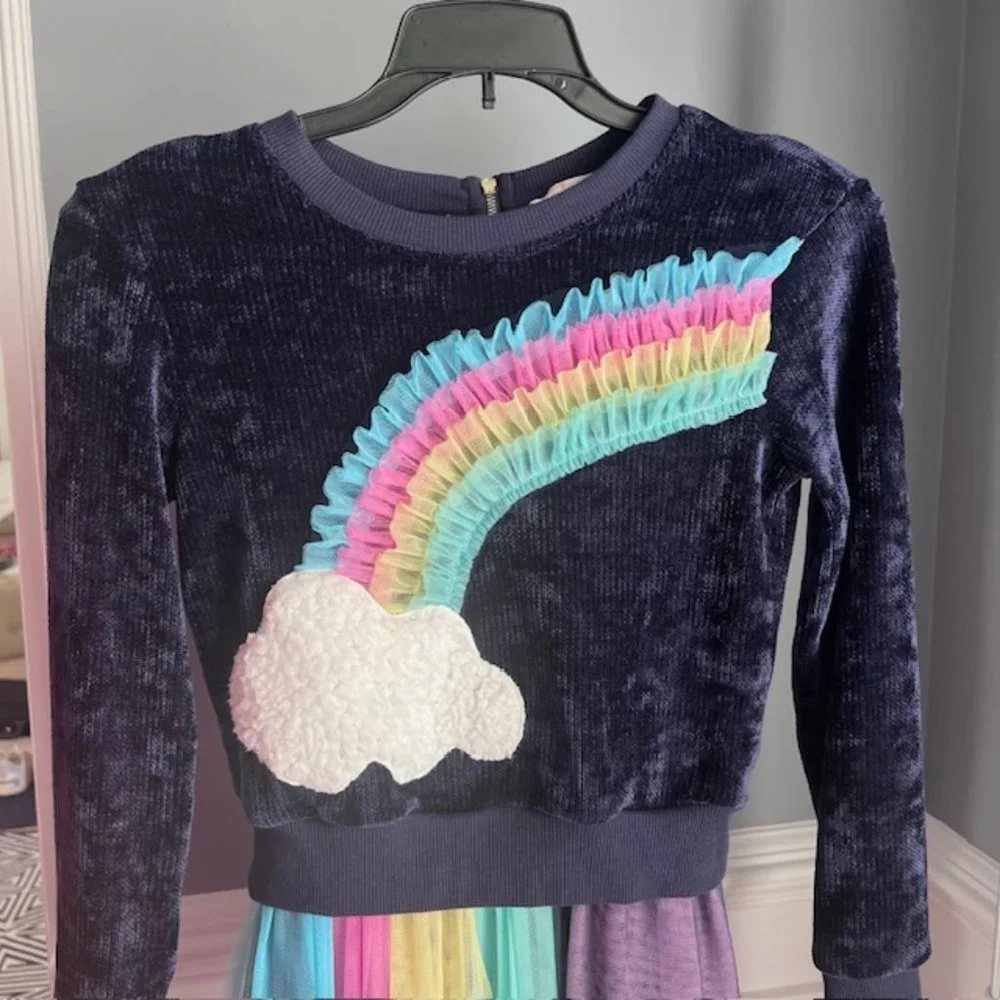 Truly Me Girls Dress With Navy Chenille Sweater Two-piece Size 8